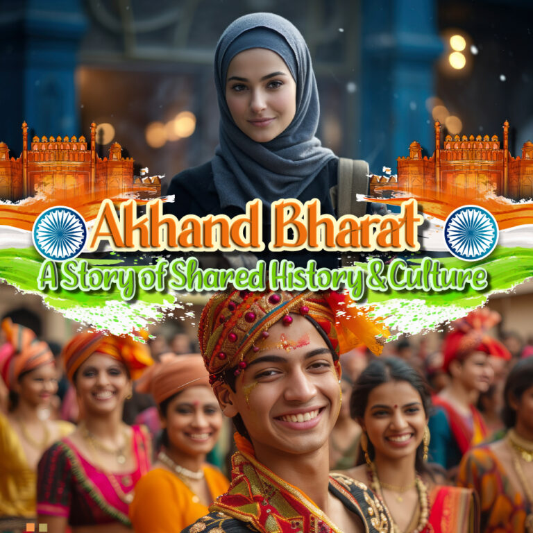 This image shows the fusion of cultures that gives rise to the concept of Akhand Bharat.