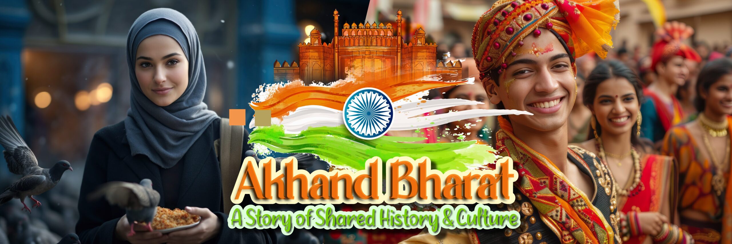 This image shows the fusion of cultures that gives rise to the concept of Akhand Bharat.