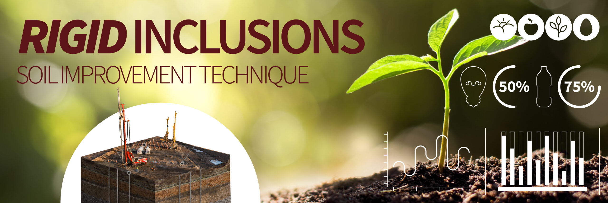 Rigid inclusions are a soil improvement method used to reinforce weak or compressible ground by installing vertical concrete columns that reduce settlement and increase load-bearing capacity. This soil stabilization technique is widely applied in construction, geotechnical engineering, embankments, and foundation support.