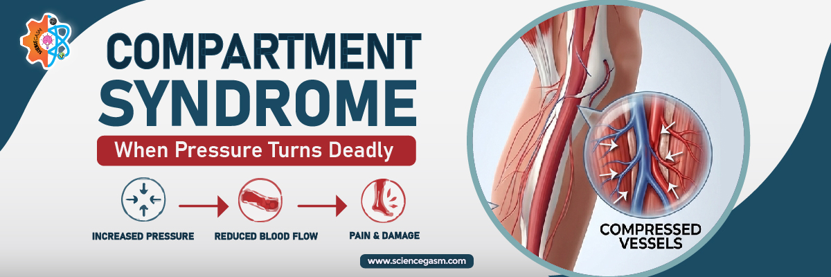 Compartment syndrome overview showing increased pressure reduced blood flow and tissue damage