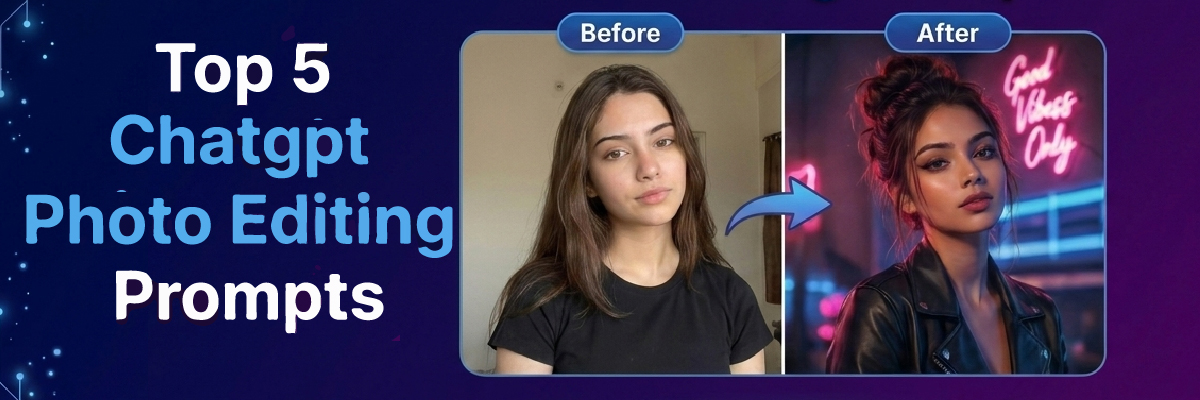 Before and after example of AI photo editing using ChatGPT prompts for cinematic portrait transformation