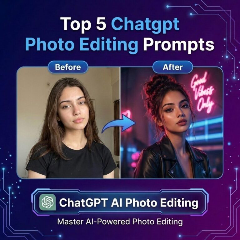 Before and after example of AI photo editing using ChatGPT prompts for cinematic portrait transformation